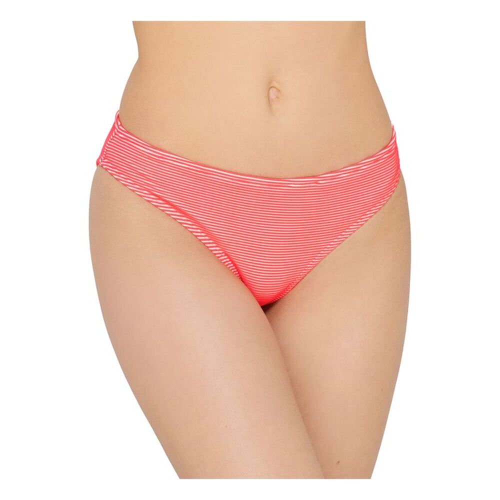 HULA HONEY Women's Orange Stretch Bikini Textured Hipster Swimsuit Bottom M